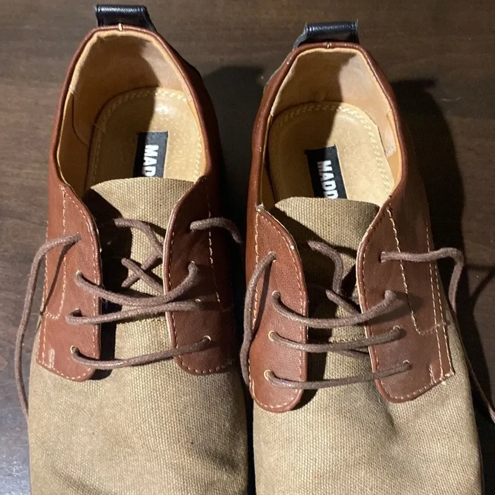Madden Mens Yanton Oxford Dress Shoes Brown Almond Toe Lace Up Size 11